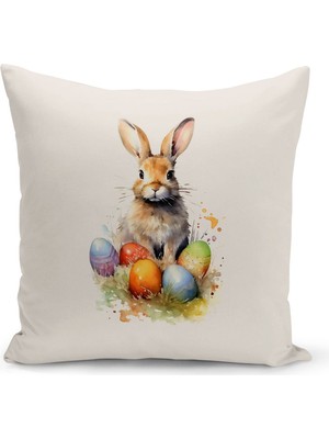 Bertille Home Ilkbahar Serisi Çift Tarafı Dijital Baskılı Kırlent Kılıfı (Spring Easter Paskalya Cushion Cover)