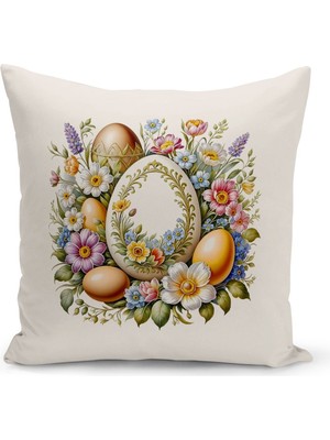 Bertille Home Ilkbahar Serisi Çift Tarafı Dijital Baskılı Kırlent Kılıfı (Spring Easter Paskalya Cushion Cover)