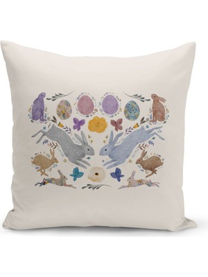 Bertille Home Ilkbahar Serisi Çift Tarafı Dijital Baskılı Kırlent Kılıfı (Spring Easter Paskalya Cushion Cover)
