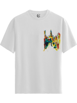 Color Luxe Vivid Street - Pamuklu Kadın Beyaz Tişört - Premium Quality
