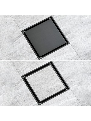 Fause Komple Çelik Seramik Uyumlu Ankastre Yer Süzgeci 10X10 cm Siyah KSZ101-B