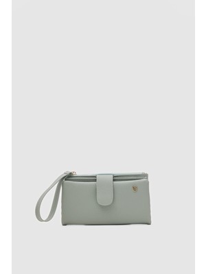 Etras Pasaport Bölmeli Mint Renk Çok Gözlü Kadın Cüzdan