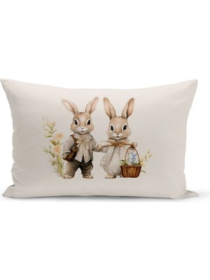 Ilkbahar Serisi Çift Tarafı Dijital Baskılı Kırlent Kılıfı (Spring Easter Paskalya Cushion Cover)