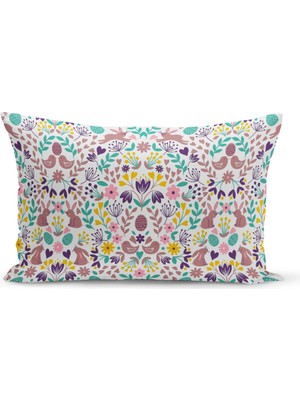 Ilkbahar Serisi Çift Tarafı Dijital Baskılı Kırlent Kılıfı (Spring Easter Paskalya Cushion Cover)