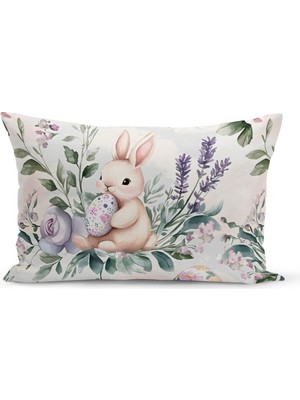 Ilkbahar Serisi Çift Tarafı Dijital Baskılı Kırlent Kılıfı (Spring Easter Paskalya Cushion Cover)