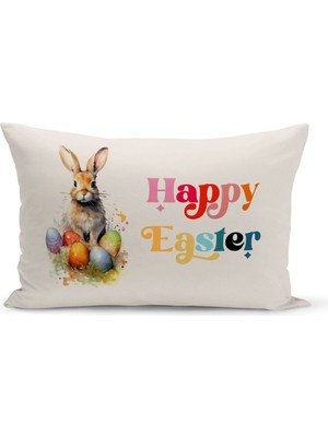 Ilkbahar Serisi Çift Tarafı Dijital Baskılı Kırlent Kılıfı (Spring Easter Paskalya Cushion Cover)