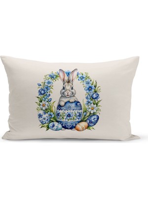 Ilkbahar Serisi Çift Tarafı Dijital Baskılı Kırlent Kılıfı (Spring Easter Paskalya Cushion Cover)