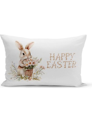Ilkbahar Serisi Çift Tarafı Dijital Baskılı Kırlent Kılıfı (Spring Easter Paskalya Cushion Cover)