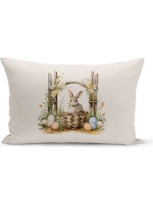 Ilkbahar Serisi Çift Tarafı Dijital Baskılı Kırlent Kılıfı (Spring Easter Paskalya Cushion Cover)