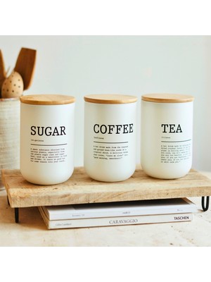 Meturas Mutfak 3 Lü Bambu Kapaklı Beyaz Cam Çay Şeker Kahve Saklama Kavanoz Takımı Baharatlık Düzenleme Beyaz 800 ML * 3