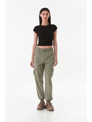 Kemerli Kargo Cepli Jogger Pantolon