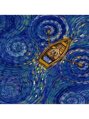 Kanvas Kayıktaki Van Gogh Sayılarla Boyama Seti Rulo