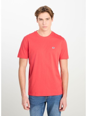 Lee Bisiklet Yaka Mercan Erkek T-Shirt ML60UFQ512 Regular Fit Patch Logo