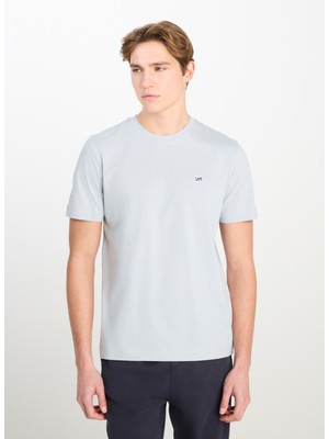 Lee Bisiklet Yaka Gri Erkek T-Shirt ML60UFQ475 Regular Fit Patch Logo