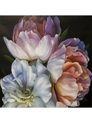 Kanvas Şakayık Kıvrımları Sayılarla Boyama Seti  Kasnaklı