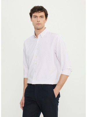 Altınyıldız Classics Comfort Fit Düğmeli Yaka Bordo Erkek Gömlek ACE020252022_BRD