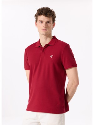 Bordo Erkek Basic %100 Pamuk Polo T-Shirt F5SM-TST 2779