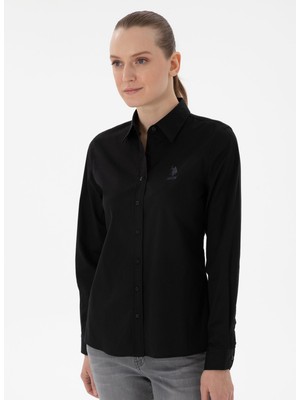 U.s. Polo Assn. Slim Fit Gömlek Yaka Siyah Kadın Gömlek SALY025Y