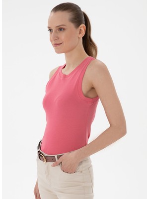 U.s. Polo Assn. Yuvarlak Yaka Koyu Pembe Kadın T-Shirt Gedda-A-25