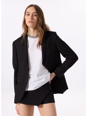 Mustang Bisiklet Yaka Baskılı Beyaz Kadın T-Shirt M5SL-TST1830