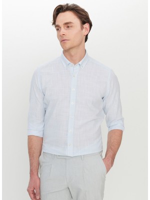 Altınyıldız Classics Slim Fit Düğmeli Yaka Mavi Erkek Gömlek ACE020252168_MAV