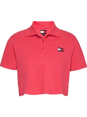 Tommy Jeans Polo Yaka Kırmızı Kadın T-Shirt DW0DW21363XI2