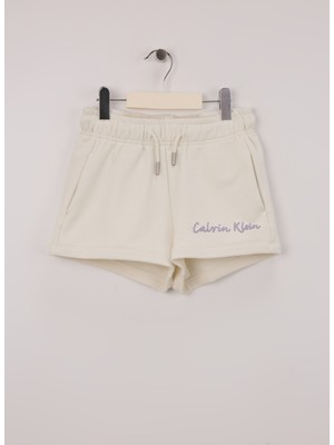 Calvin Klein Lastikli Bel Regular Fit Ekru Kız Çocuk Şort IG0IG02882YAS