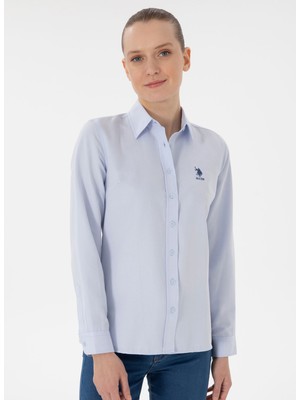 U.s. Polo Assn. Slim Fit Gömlek Yaka Açık Indigo Kadın Gömlek WOX025Y