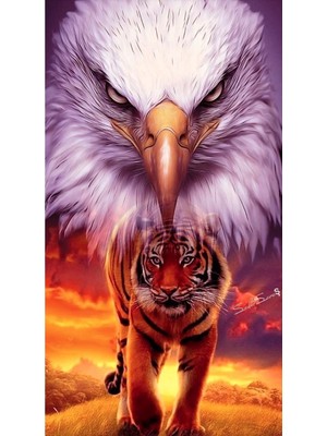 Marsilyan Kanvas Kaplan ve Kartal Sayılarla Boyama Setikasnaklı