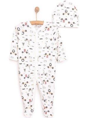 HelloBaby Yenidoğan Araçlar Baskılı Erkek Tulum-Şapka Erkek Bebek