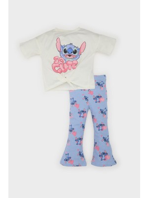 DeFacto Kız Bebek Disney Lilo & Stitch 2'li Takım Bisiklet Yaka Kısa Kollu Tişört Fitilli Kaşkorse İspanyol Paça Tayt E4802A525SM