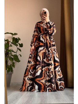 Ande Tesettür Çiçek Bahçesi Elbise - 0006