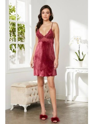 Ayça Pierre Cardin 845 Kadife Saten Gecelik