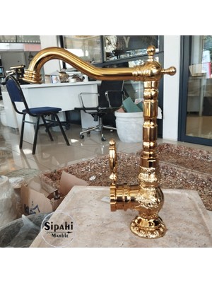 Gold Işlemeli Lavabo Bataryası
