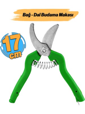 Badem10 Bağ Makası Bahçe Bitki Çiçek Gül Ağaç Üzüm Filiz Çubuk Çıbık Dal Budama Kesme Bıçkı Makas 17 cm