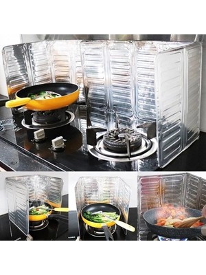 Ozcmax Ocak Yağ Sıçrama Koruyucu Katlanır Alüminyum Levha - Kolay Silinir Piknik Tüpü Rüzgar Önleyici Panel