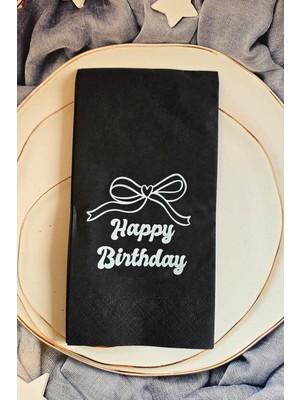 Pekshop Siyah Beyaz Fiyonk Konsept Siyah Doğumgünü Peçete 12LI Paket