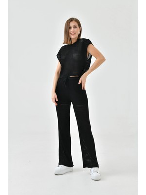 Bisiklet Yaka Kolsuz Bluz Pantolon Ikili Takım