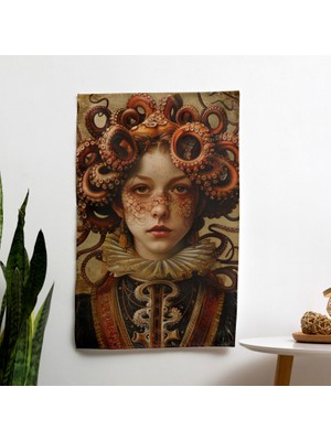 Barok Simgeli  Duvar Örtüsü - Modern Sanat Dekoru, Canlı Süblimasyon Baskı, Hafif Kumaş Asma