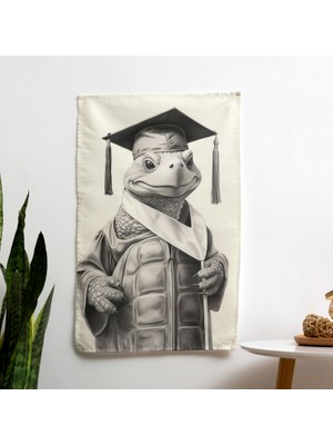 Cüppe Duvar Örtüsü Giymiş Kaplumbağa - Yatak Odası, Oturma Odası Veya Yatakhane Için Canlı