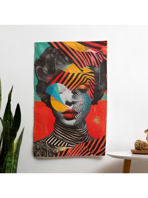 Geometrik Rokoko  Duvar Örtüsü - Ranforce Destekli Canlı Polyester Kumaş Sanatı - Yatak