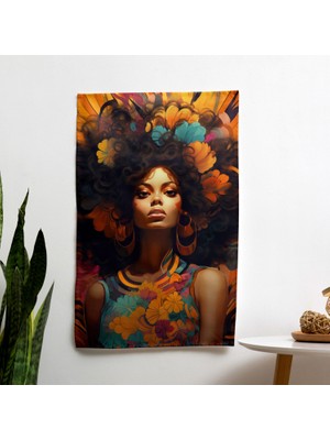 Afro Dijital Sanat Duvar Örtüsü - Yatak Odası, Oturma Odası ve Yurt Için Canlı Kanvas Baskı