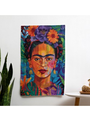 Frida Kahlo Tarzı  Duvar Sanatı - Canlı Ranforce Kumaş Duvar Örtüsü