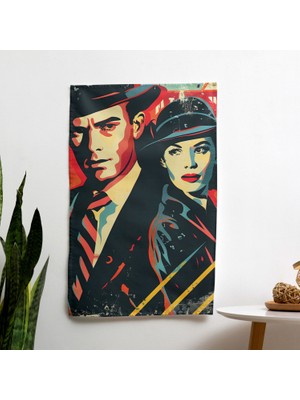 Klasik Pop Art Duvar Örtüsü -  Pamuk Sırt ve Polyester Ön - Canlı Renkler ve Sertifikalı