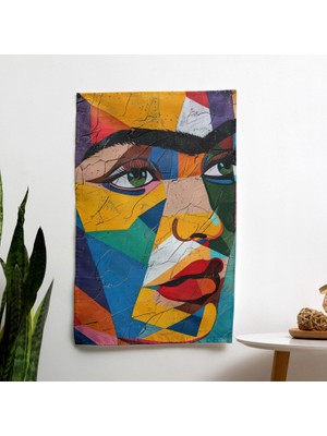 Frida Kahlo Tarzı Duvar Örtüsü -  Pamuk Sırt | Polyester Ön | Canlı Renkler | Süblimasyon