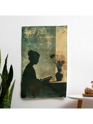 Çiçek Vazo Duvar Örtüsü -  Pamuk Sırt, Polyester Ön - Canlı Süblimasyon Baskı - Yatak