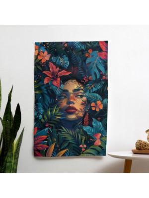 Frida Kahlo Tarzı  Duvar Örtüsü - Canlı Renkler, Süblimasyon Baskı, Hafif Kumaş Dekor