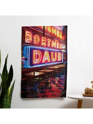 Popart Tarzı Neon Işıklı  Duvar Sanatı - Canlı Süblimasyon Baskılı Kumaş Duvar Örtüsü