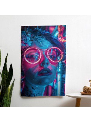 Popart Tarzı Vintage  Duvar Sanatı - Canlı Renklerle Modern Hafif Duvar Örtüsü -  Pamuk