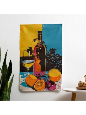 Popart Tarzı Natürmort Duvar Örtüsü | Arkası  Pamuk, Önü Polyester | Ranforce Kumaş |